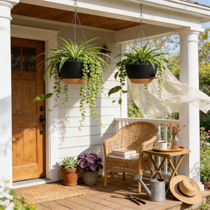 UOUZ 13 Inch 2 Pack Large Self Watering Hanging Planters - Image 2
