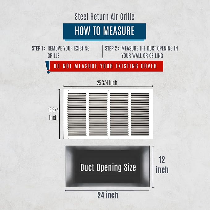 Fits 24x12 Duct Opening | Steel Return Air Grille by Handua | Vent Cover Grill - Image 2