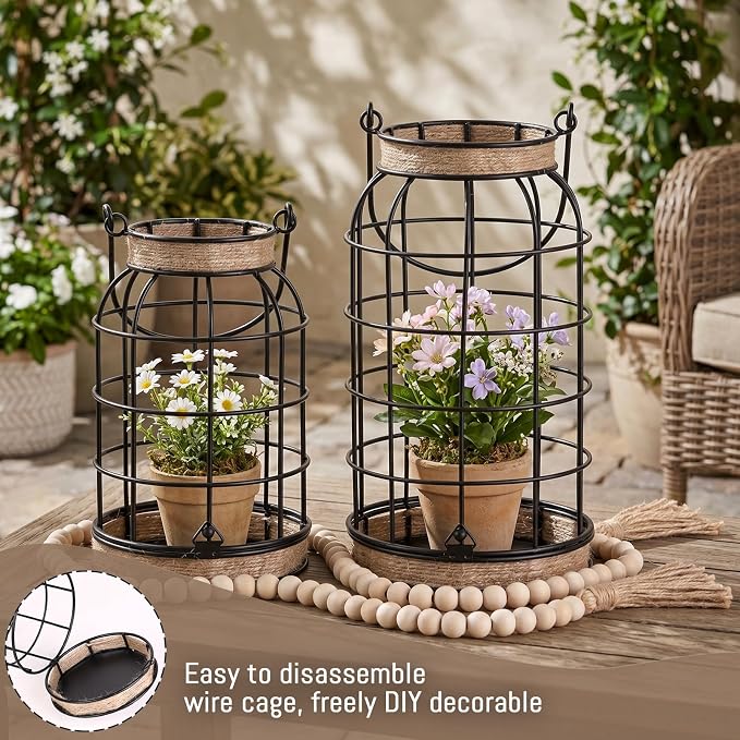 Rustic Farmhouse Candle Lantern, patio and tabletop decor - Image 8