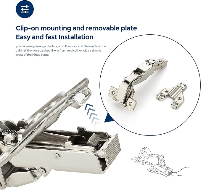 Ravinte Kitchen Cabinet Hinges, 165 Degree Door Hinges, 10 Pairs 20 Pack | - Image 3