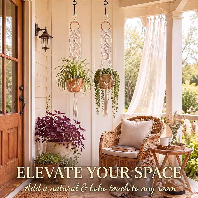 Shappy 2 Pack Boho Macrame Plant Hanger - Image 4