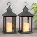 14" Lanterns Decorative Indoor/Outdoor, 2 Pack Black Lantern Decor by AFINETH