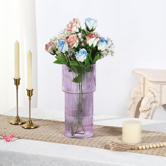 Purple Glass Vase, 12 Inches Tall Vase - Image 2