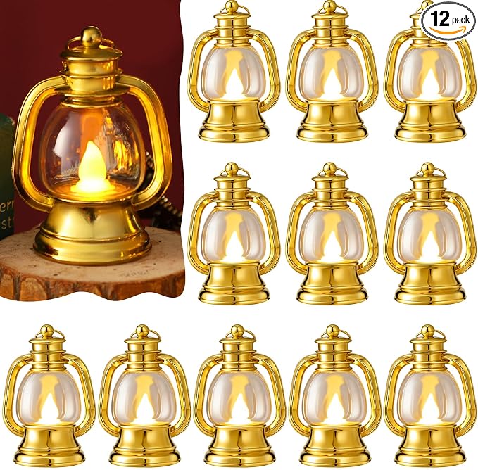 Ferraycle 12 Pcs Mini Lanterns 4 Inch Gold Lamp Table Decor | Western Cowboy by Ferraycle