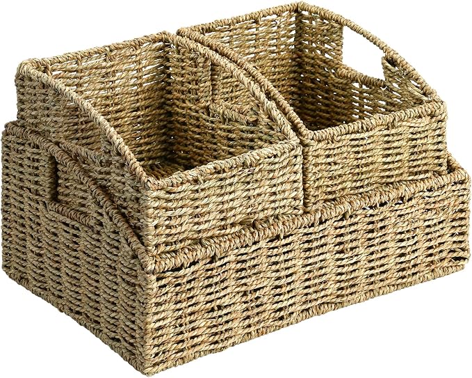 Pantry Baskets Organization, Wicker Storage Basket Green | Handwoven Pantry - Image 8