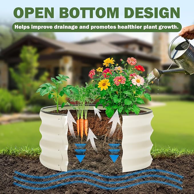 3 PCS Round Raised Garden Bed 2x2x1 ft, Metal Outdoor Planter Box Kit - Image 5