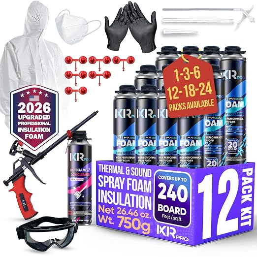 Spray Foam Insulation Kit, Expanding Foam Sealant Spray, 12 Pack x 26.46 oz | by ixirpro