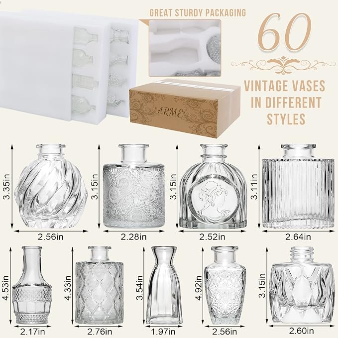 Arme Glass Bud vases in Bulk，Small Glass Flower Vase - Image 2
