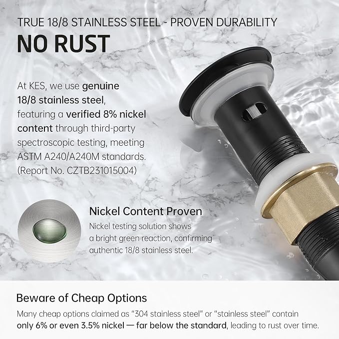 KES All Metal Bathroom Sink Drain - Image 7