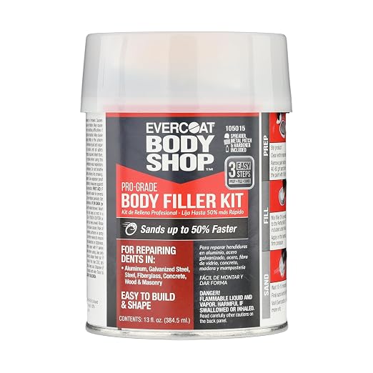105015 Pro-Grade Body Filler Kit, Fiberglass & More, Easy Mix Hardener Included by EvercoatBodyShop