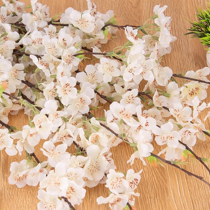 INXUGAO Artificial Cherry Blossom Branches Decor 6 PCS Fake Flowers Indoor | - Image 3