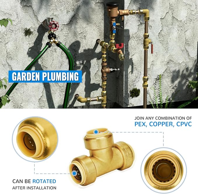 1-Inch Tee, Push Plumbing Pipe Connector, Push-to-Connect, - Image 4