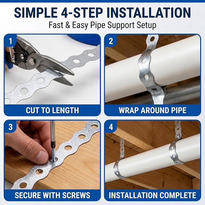 32.8FT Heavy Duty Perforated Metal Strapping, Galvanized Pipe Hanger Strap - Image 4