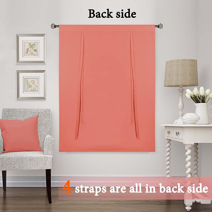 H.VERSAILTEX Blackout Tie Up Curtains Rod Pocket Energy Efficient Small Window - Image 7