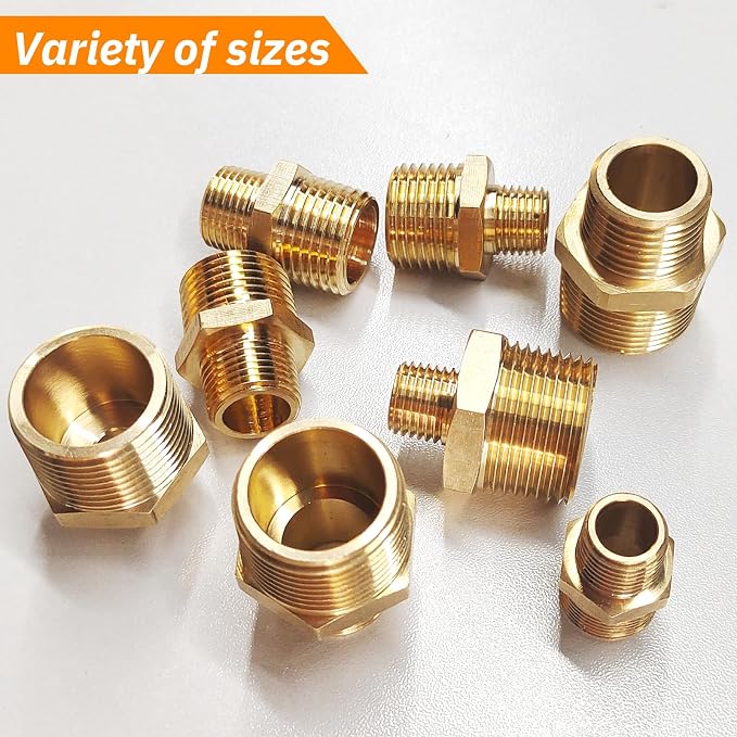 2pcs 1/2" NPT x 3/8" NPT Brass Nipple, 1/2 to 3/8 Adapter Fitting Reducing - Image 7