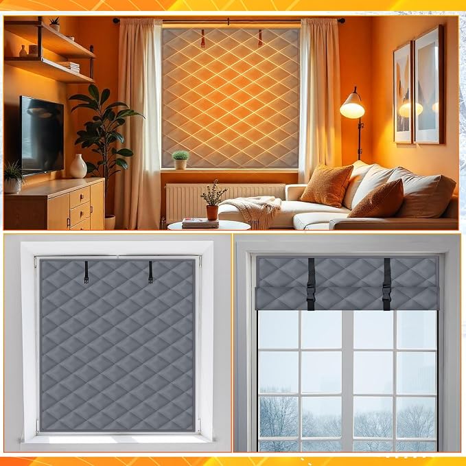 Fanfanwin 2 Pcs 63 x 39 Inches Window Insulation Curtain Kit Winter Thermal - Image 6