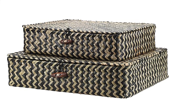 Hipiwe 2Pcs Flat Wicker Woven Basket - Image 9