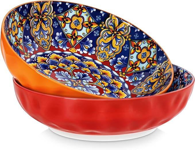 vancasso Large Serving Bowls, 78 Oz Salad Bowls Set of 2, Serving Dishes-Red | by vancasso