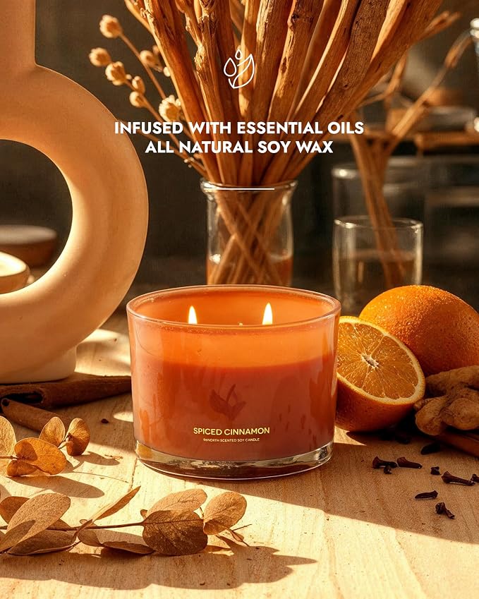 Luxury Spiced Cinnamon Candle | Large 3 Wick Jar Candle | Up to 40 Hours - Image 2