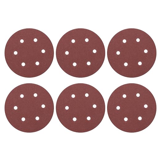 HARFINGTON 25 Pcs 6 Inch Sanding Discs 120 Grit Red Aluminum Oxide 6 Hole | by HARFINGTON