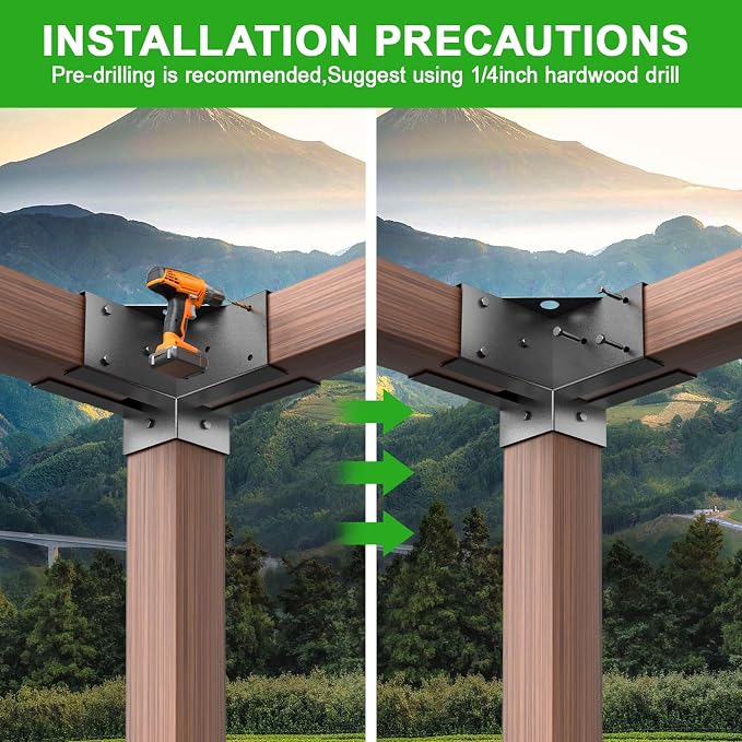 Pergola Brackets Kit for 4x4 Wood Beams, 3.58'' x 3.58'', 4 Pack | Heavy Duty - Image 6