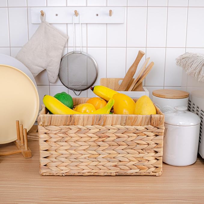 M4DECOR Water Hyacinth Storage Baskets, Wicker Storage Basket - Image 4