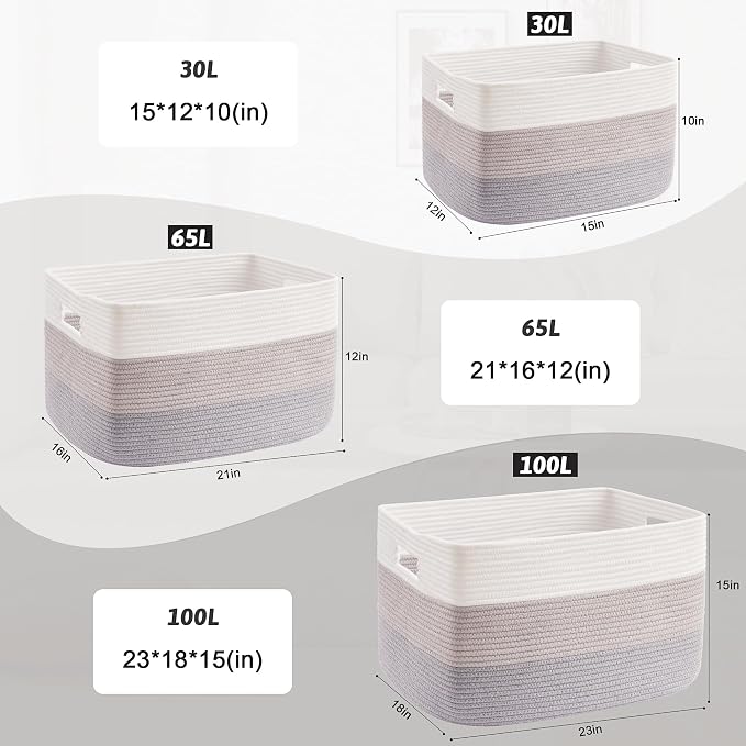 Artfeel Blanket Basket, Rectangle Woven Baskets - Image 5
