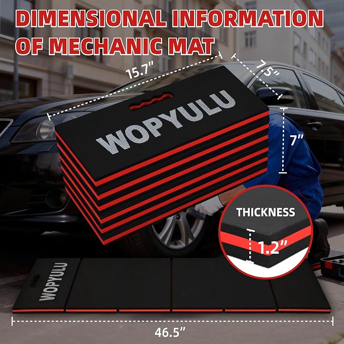 1.2" Thick Mechanic Mat for Working Under Car, 5 Fold Kneeling Pad for Work - Image 2