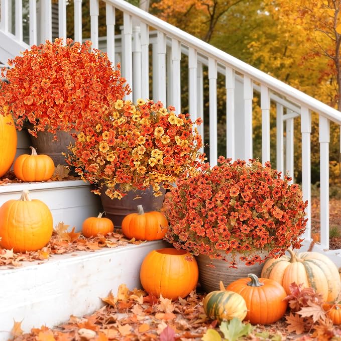 24 Pcs Artificial Fall Flowers Fake Mums - Image 6