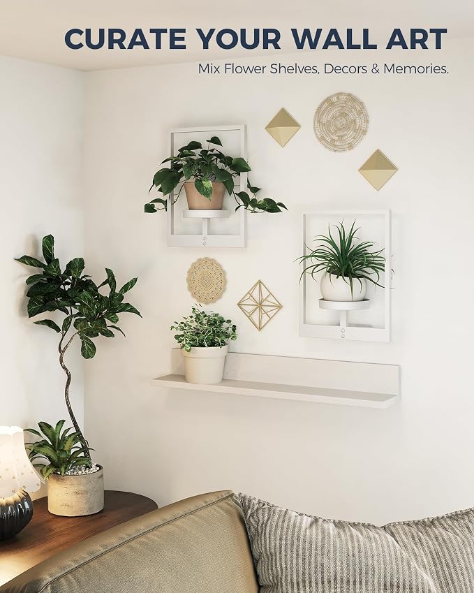 Bamworld Wall Plant Holder Plant Stand Indoor Wall Planters White | Wall - Image 6