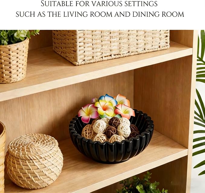 Ruffle Decor Large Decorative Bowl, fruit bowl kitchen stone bowl, bowl decor - Image 4
