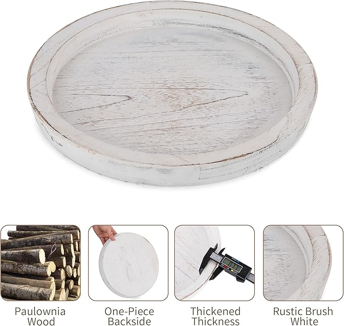 Hanobe Wooden Coffee Table Serving Tray, Farmhouse Candle Holder | 2pc Table - Image 5