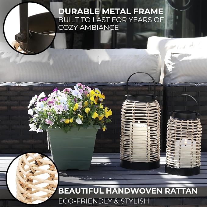 Natural Rattan Boho Lanterns - Image 3