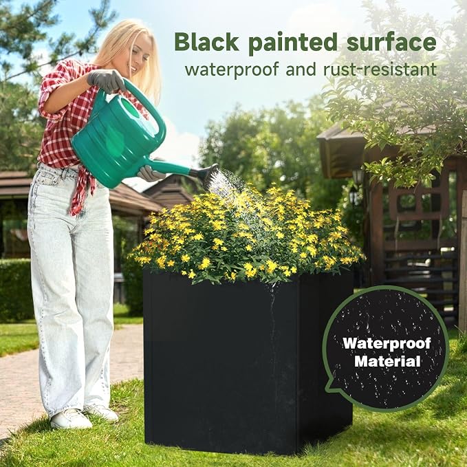 Metal Planter Box 24”L x 24"W x 24"H Large Square Steel Planter Box | Outdoor - Image 6