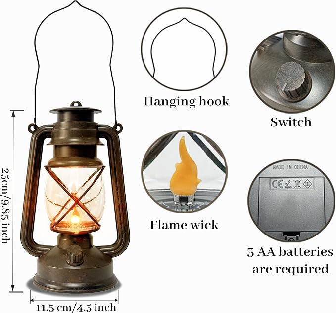 Vintage Lantern LED Outdoor Battery Powered Lanterns - Image 3