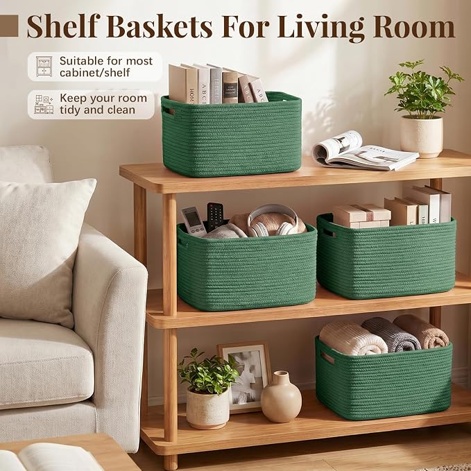 OIASKET 4Packs Natural Cotton Rope Storage Baskets - Image 6
