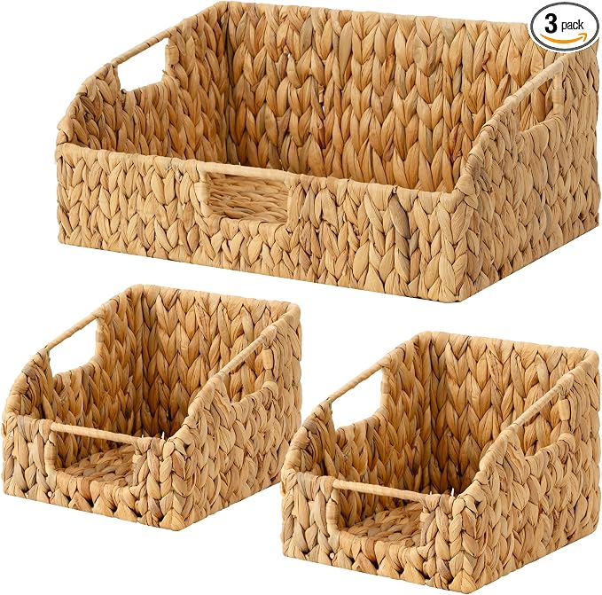 StorageWorks Water Hyacinth Basket Organizer, Pantry Storage Baskets, Handwoven by StorageWorks