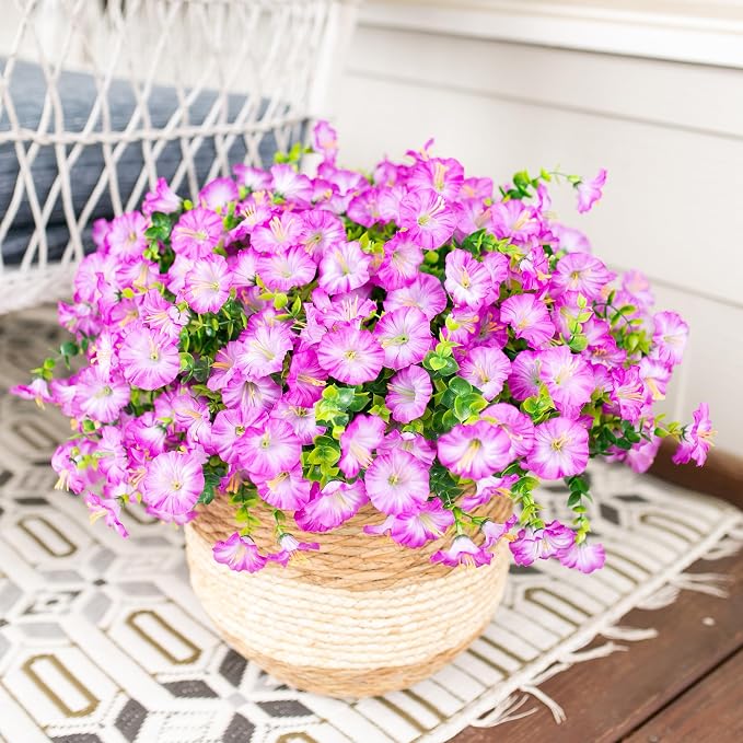 Artificial Flowers for Outdoors Fake Plants Outside Decoration, 12 Bundles Silk - Image 9