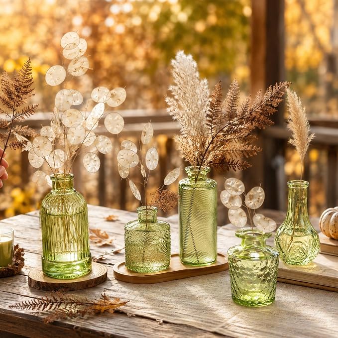 UPBUD Green Glass Bud Vases Set of 36, Small Vases - Image 6