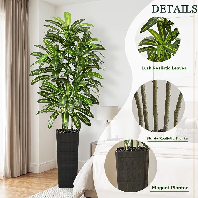 Artificial Dracaena Tree Indoor, 7FT Tall Fake Floor Plants - Image 3