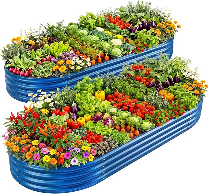 Land Guard 2Pcs 8ft Galvanized Steel Raised Garden Bed, Raised Garden Bed by LandGuard