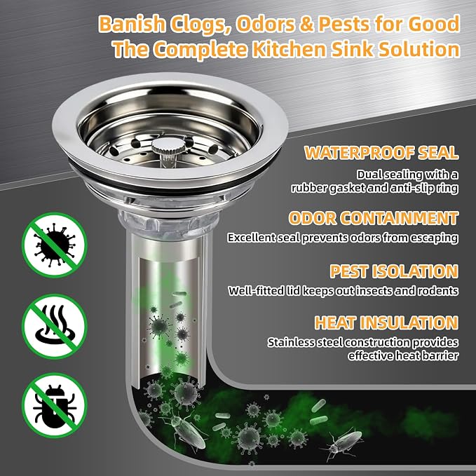 Kitchen Sink Drain Assembly, Basket Strainer - Image 6