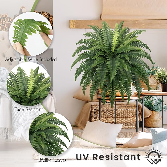 FOREST PRINCE 35" Fake Ferns Artificial Boston Ferns - Image 3