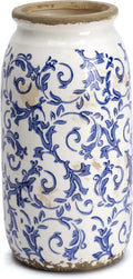 VICTOR & TERESA Rustic Blue and White Vase by VICTORTERESA