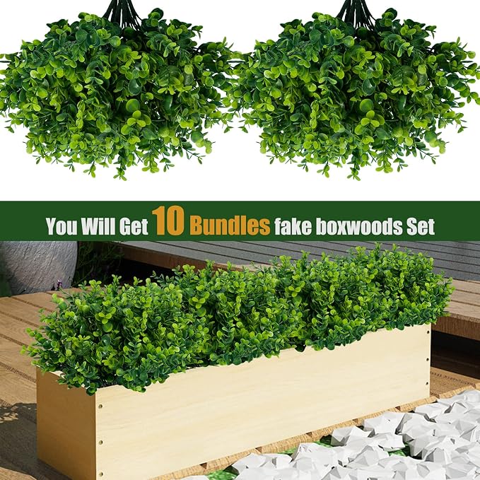 Lnoicy Artificial Greenery Plants Outdoor UV Resistant Fake Plants Boxwood - Image 3