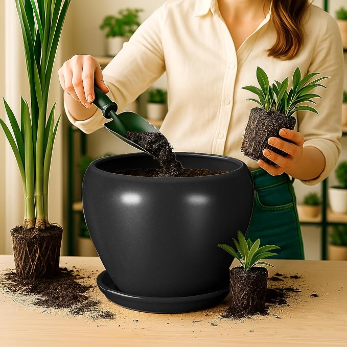 Deep Dream 10 Inch Plant Pot- Ceramic Planter Pot Round Plant Pots - Image 5