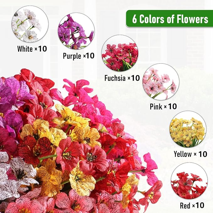 Powbrace 60 Pack Artificial Flowers - Image 6