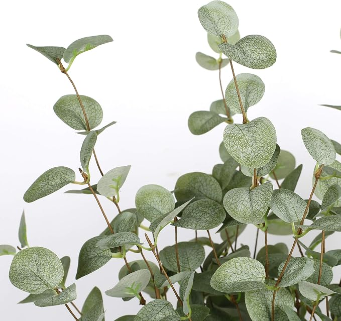 6 Pcs 27" Eucalyptus Stems Greenery Stems Eucalyptus Leaf Spray in Green Silk - Image 4