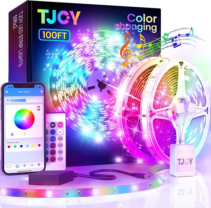 TJOY LED Lights for Bedroom 100ft, RGB Color Changing Led Strip Lighting | by TJOY
