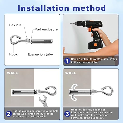 8 Pack 3/8" X 4-1/2" Expansion Eye Bolt, Concrete Eyebolt Anchors, Heavy Duty - Image 5